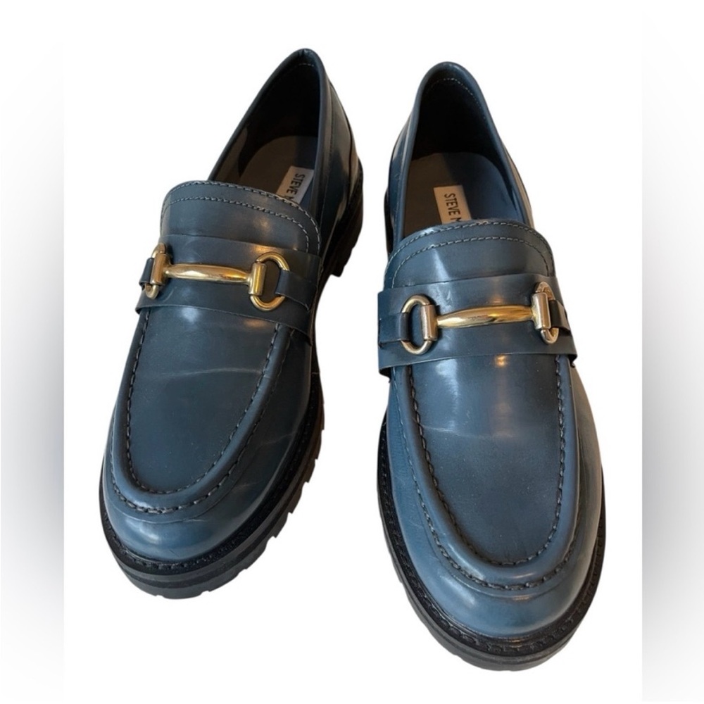 Steve Madden Blue Loafers with Gold Accent